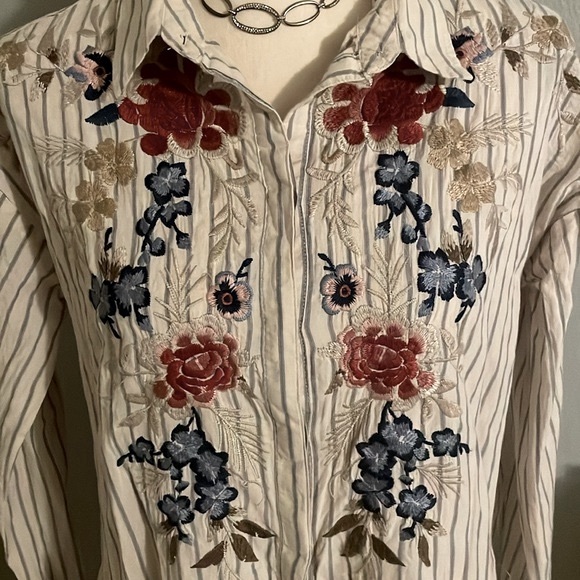 JOHNNY WAS WORKSHOP EMBROIDERED SHIRT BOHO CHIC. - Picture 6 of 10